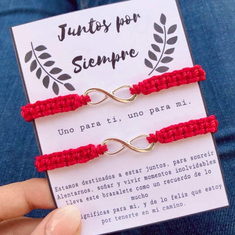 Pulseras infinito plata rojo